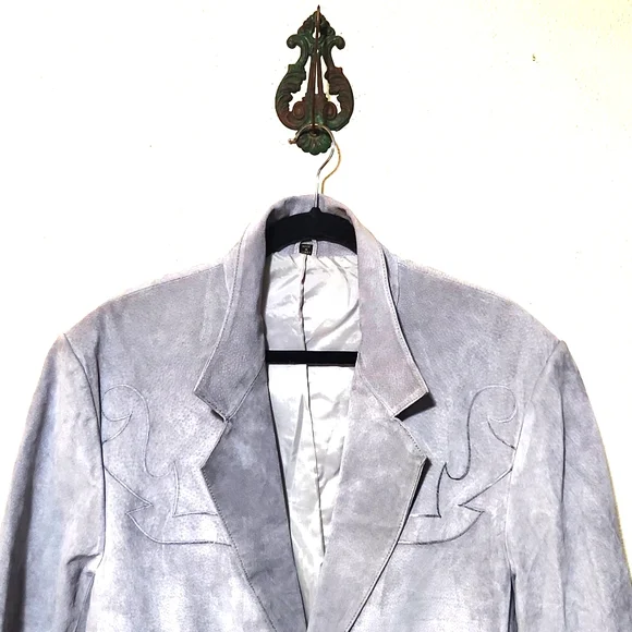 Pioneer Wear Vintage 70's 100% Suede Boar Skin Gray Blazer Jacket EUC Size 42L - Picture 2 of 16